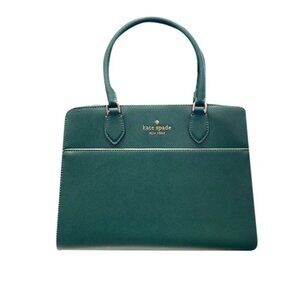 Kate Spade Hunter Green Womens Bag Leather Satchel With Yellow